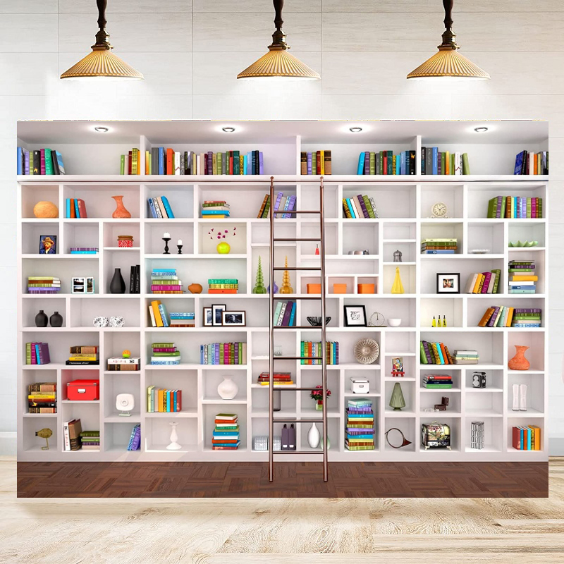 Home Office Background For Zoom - خلفية تصوير على شكل رف كتب