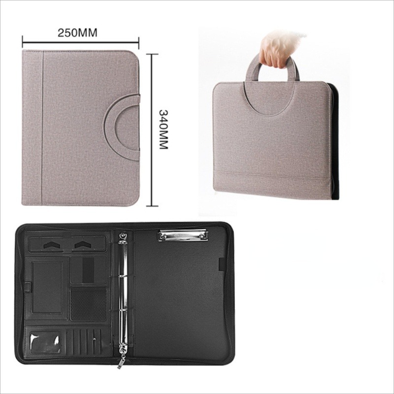 Document Scanner Portable - حقيبة ملفات جلد صناعي A4 بسحاب،